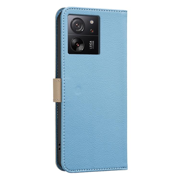 For Xiaomi 13T Splicing Color Hollow Flower Pattern RFID Leather Phone Case