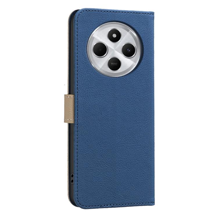 For Xiaomi Poco C75 Splicing Color Hollow Flower Pattern RFID Leather Phone Case