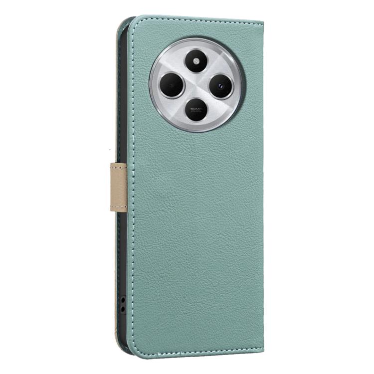 For Xiaomi Poco C75 Splicing Color Hollow Flower Pattern RFID Leather Phone Case