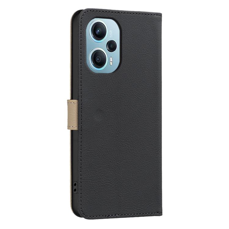 For Xiaomi Poco F5 Splicing Color Hollow Flower Pattern RFID Leather Phone Case
