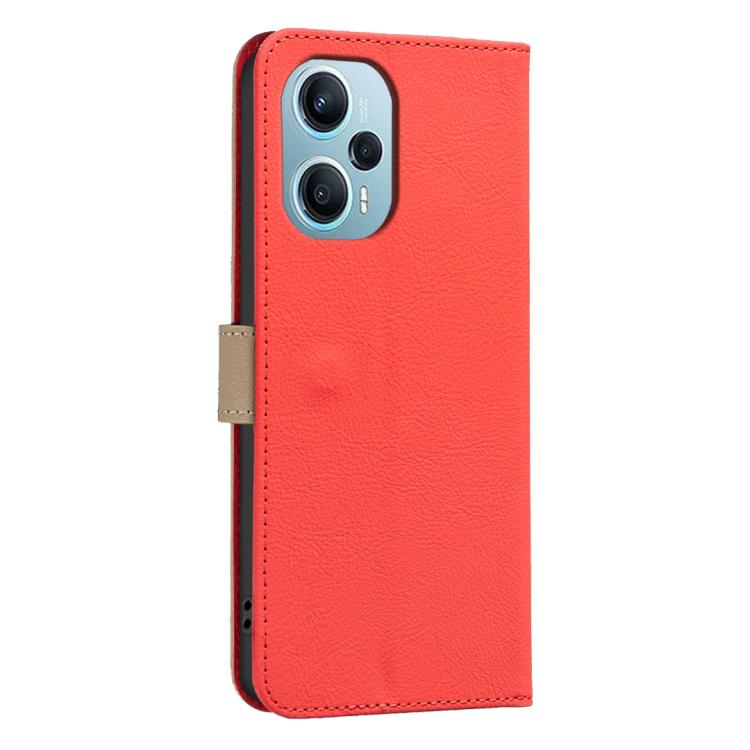For Xiaomi Poco F5 Splicing Color Hollow Flower Pattern RFID Leather Phone Case