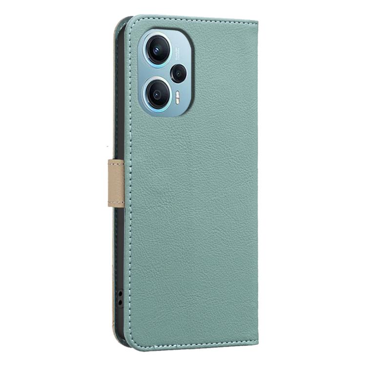 For Xiaomi Poco F5 Splicing Color Hollow Flower Pattern RFID Leather Phone Case