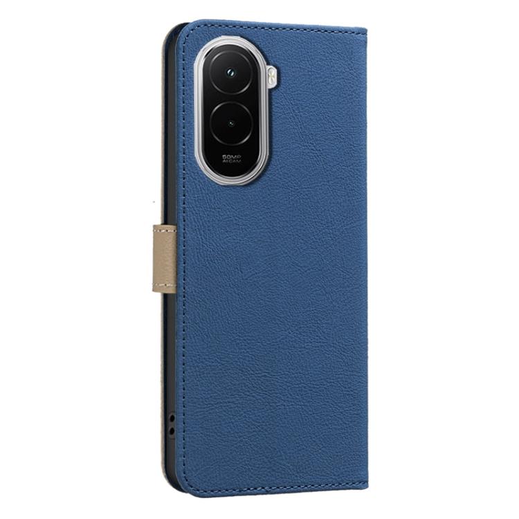 For Xiaomi Poco M7 4G 169mm Splicing Color Hollow Flower Pattern RFID Leather Phone Case