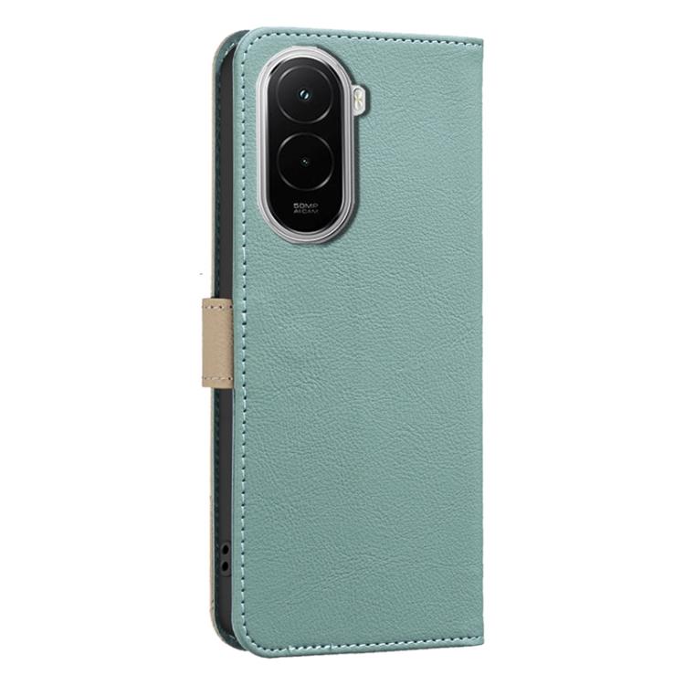 For Xiaomi Poco M7 4G 169mm Splicing Color Hollow Flower Pattern RFID Leather Phone Case