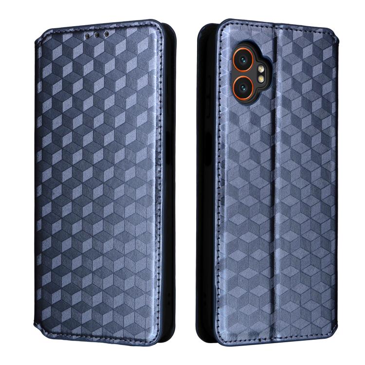 For Samsung Galaxy XCover 7 Pro Cubic Grid Texture Flip Leather Phone Case