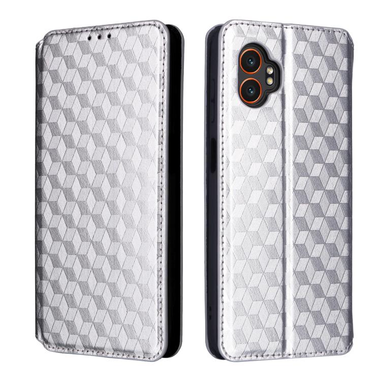 For Samsung Galaxy XCover 7 Pro Cubic Grid Texture Flip Leather Phone Case
