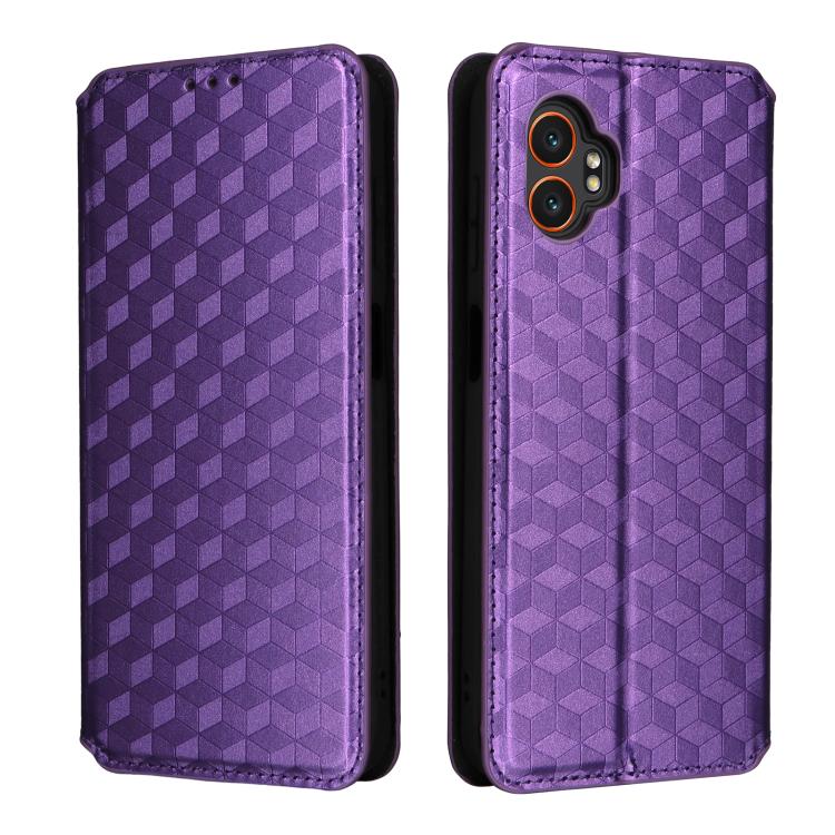 For Samsung Galaxy XCover 7 Pro Cubic Grid Texture Flip Leather Phone Case