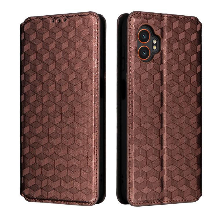 For Samsung Galaxy XCover 7 Pro Cubic Grid Texture Flip Leather Phone Case