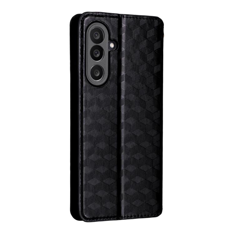 For Samsung Galaxy M56 5G Cubic Grid Texture Flip Leather Phone Case