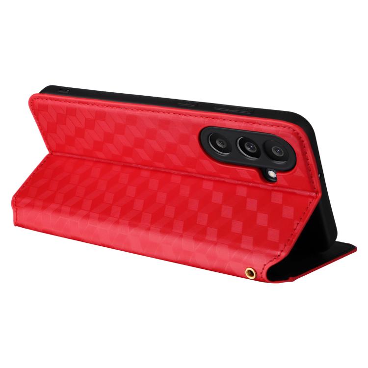 For Samsung Galaxy M56 5G Cubic Grid Texture Flip Leather Phone Case