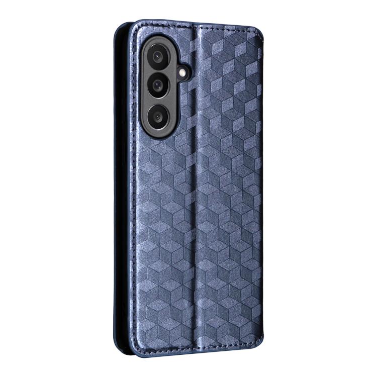 For Samsung Galaxy M56 5G Cubic Grid Texture Flip Leather Phone Case