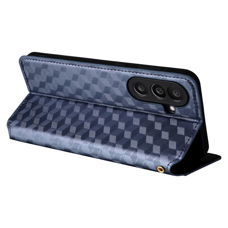 For Samsung Galaxy M56 5G Cubic Grid Texture Flip Leather Phone Case