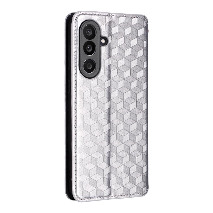 For Samsung Galaxy M56 5G Cubic Grid Texture Flip Leather Phone Case