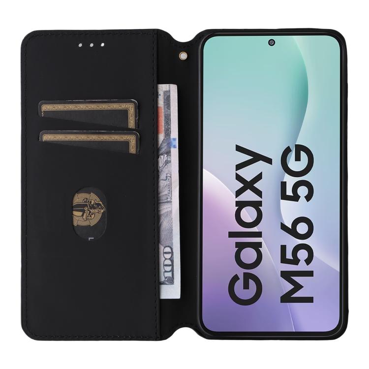 For Samsung Galaxy M56 5G Cubic Grid Texture Flip Leather Phone Case