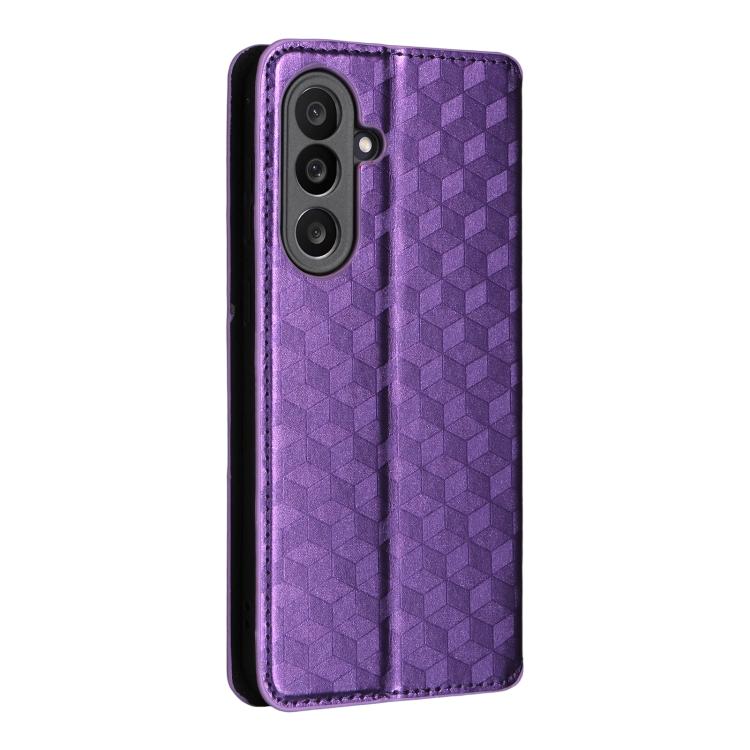 For Samsung Galaxy M56 5G Cubic Grid Texture Flip Leather Phone Case
