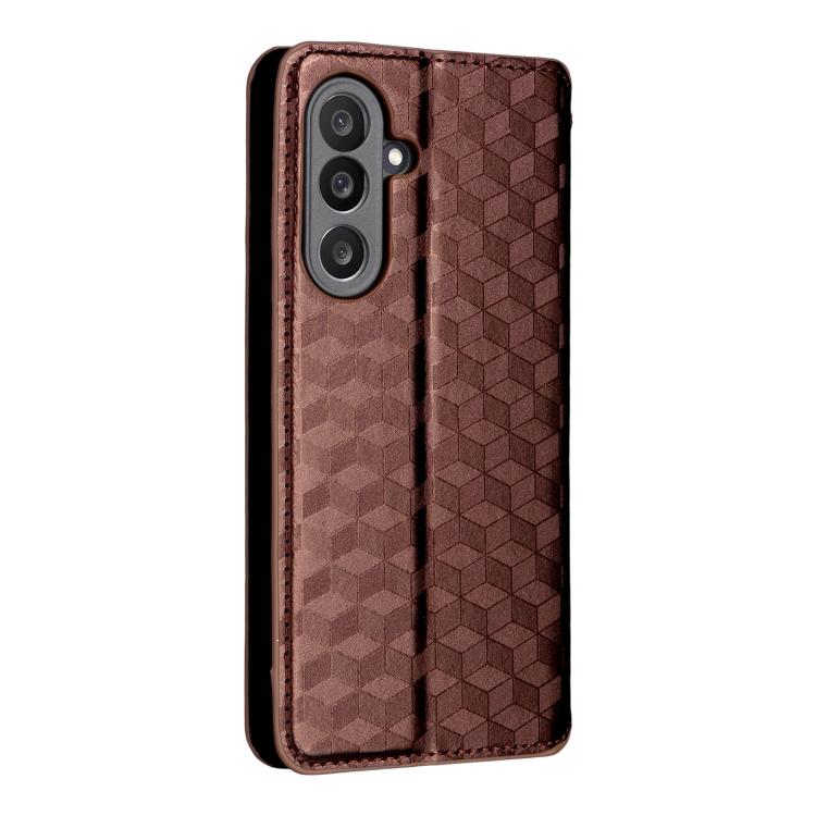 For Samsung Galaxy M56 5G Cubic Grid Texture Flip Leather Phone Case