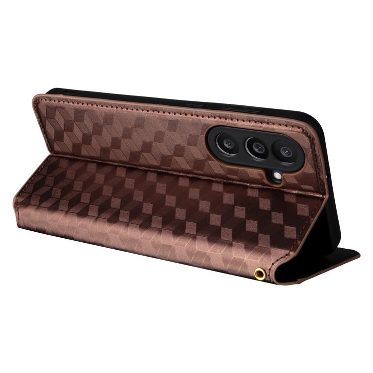 For Samsung Galaxy M56 5G Cubic Grid Texture Flip Leather Phone Case