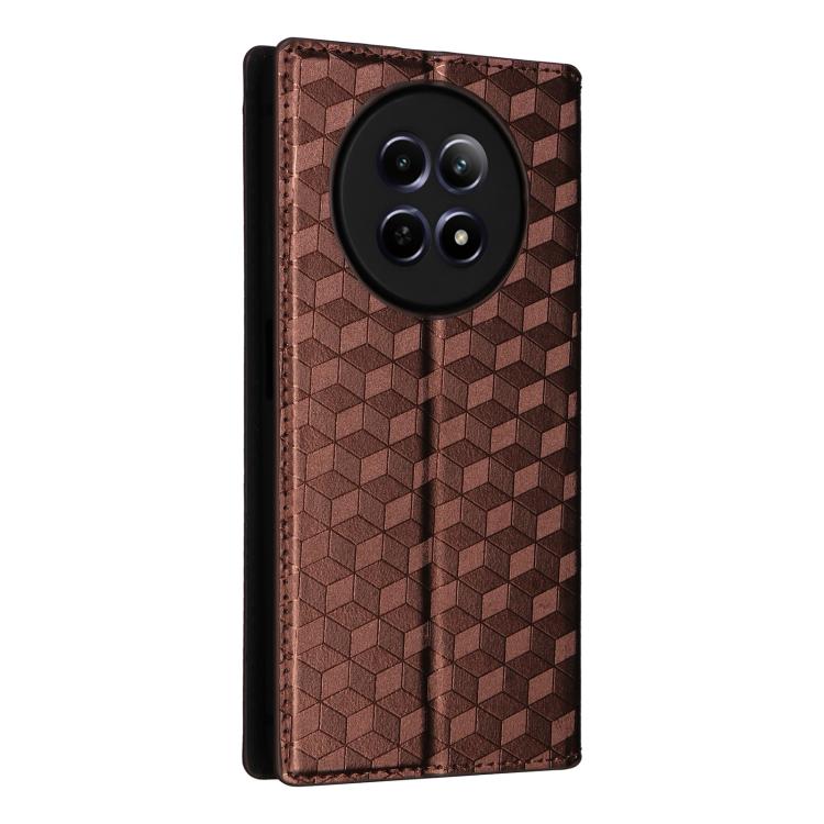 For Realme 12 5G / 12x 5G Cubic Grid Texture Flip Leather Phone Case