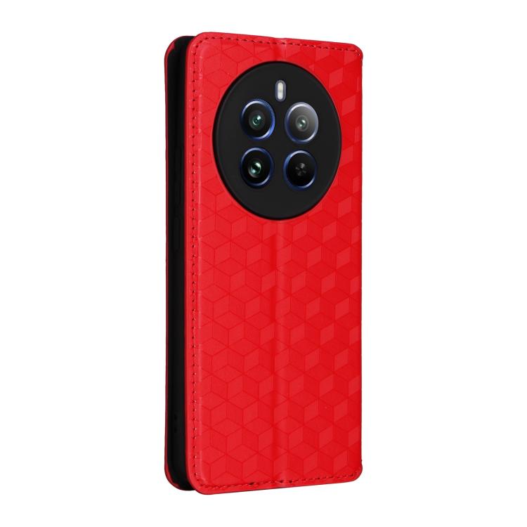For Realme 12 Pro 5G / 12 Cubic Grid Texture Flip Leather Phone Case