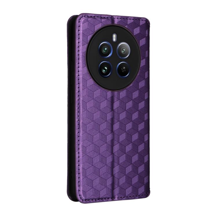 For Realme 12 Pro 5G / 12 Cubic Grid Texture Flip Leather Phone Case
