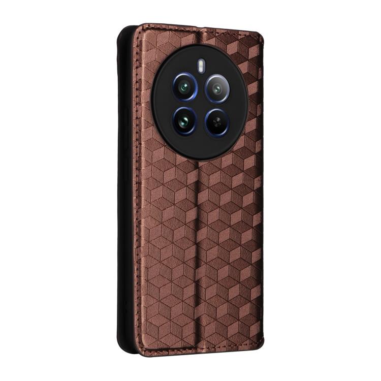 For Realme 12 Pro 5G / 12 Cubic Grid Texture Flip Leather Phone Case