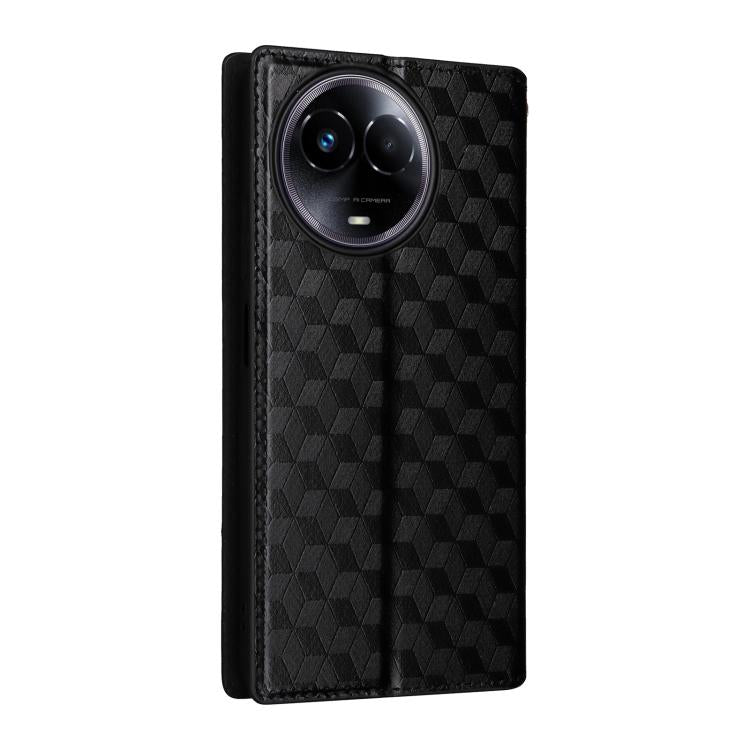 For Realme 11 5G Global / 11X 5G Cubic Grid Texture Flip Leather Phone Case