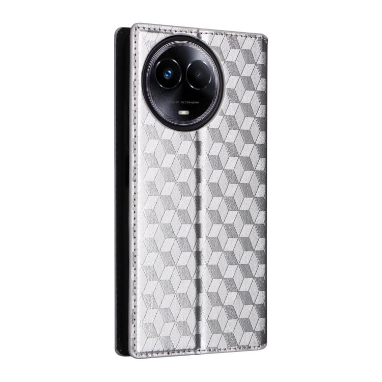 For Realme 11 5G Global / 11X 5G Cubic Grid Texture Flip Leather Phone Case