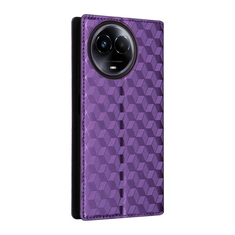 For Realme 11 5G Global / 11X 5G Cubic Grid Texture Flip Leather Phone Case