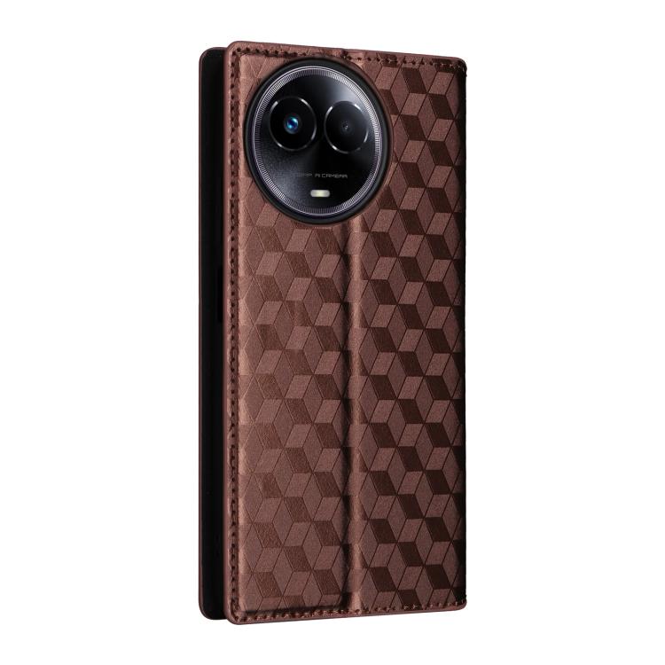 For Realme 11 5G Global / 11X 5G Cubic Grid Texture Flip Leather Phone Case