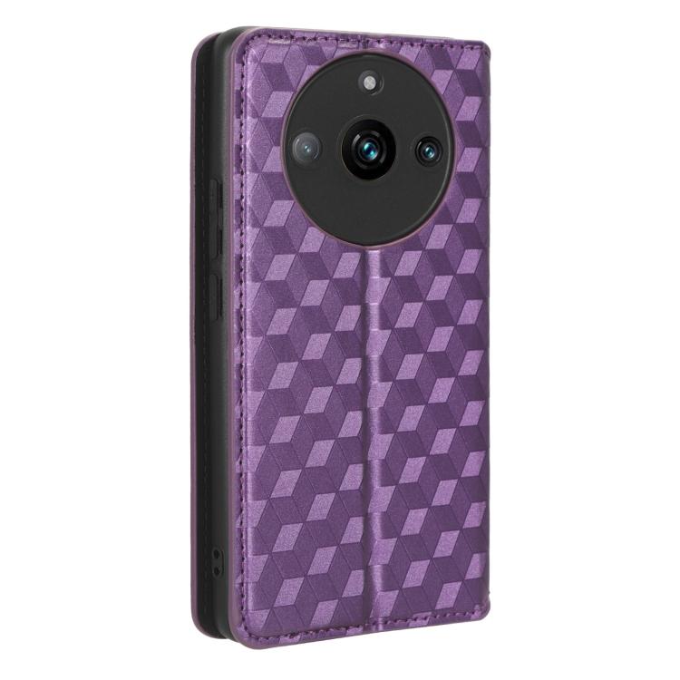 For Realme 11 Pro 5G / 11 Cubic Grid Texture Flip Leather Phone Case