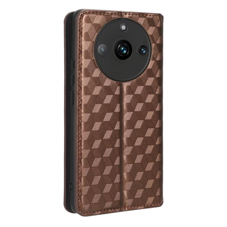 For Realme 11 Pro 5G / 11 Cubic Grid Texture Flip Leather Phone Case
