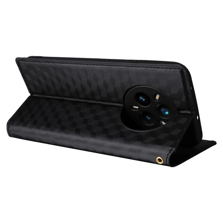 For Realme 14 Pro+ 5G Cubic Grid Texture Flip Leather Phone Case