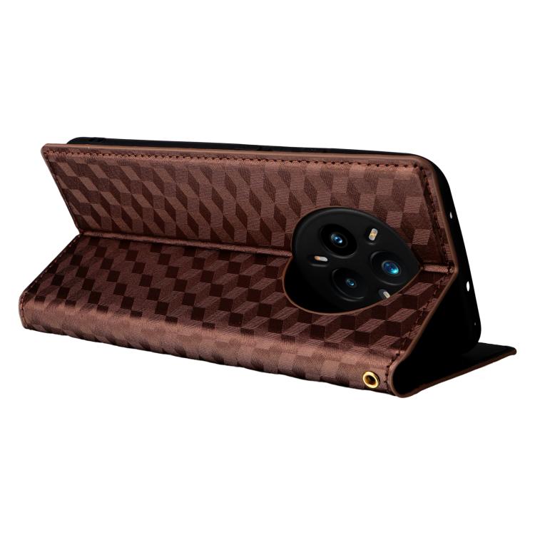 For Realme 14 Pro+ 5G Cubic Grid Texture Flip Leather Phone Case
