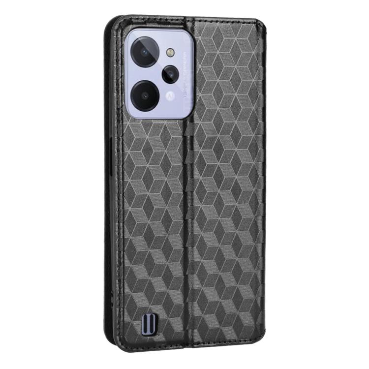 For Realme C31 Cubic Grid Texture Flip Leather Phone Case