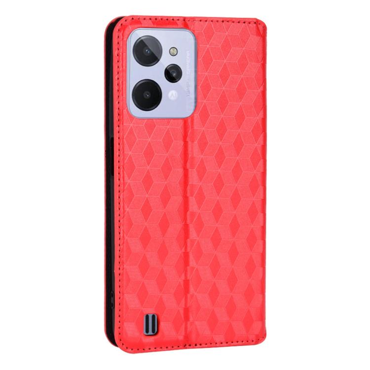 For Realme C31 Cubic Grid Texture Flip Leather Phone Case