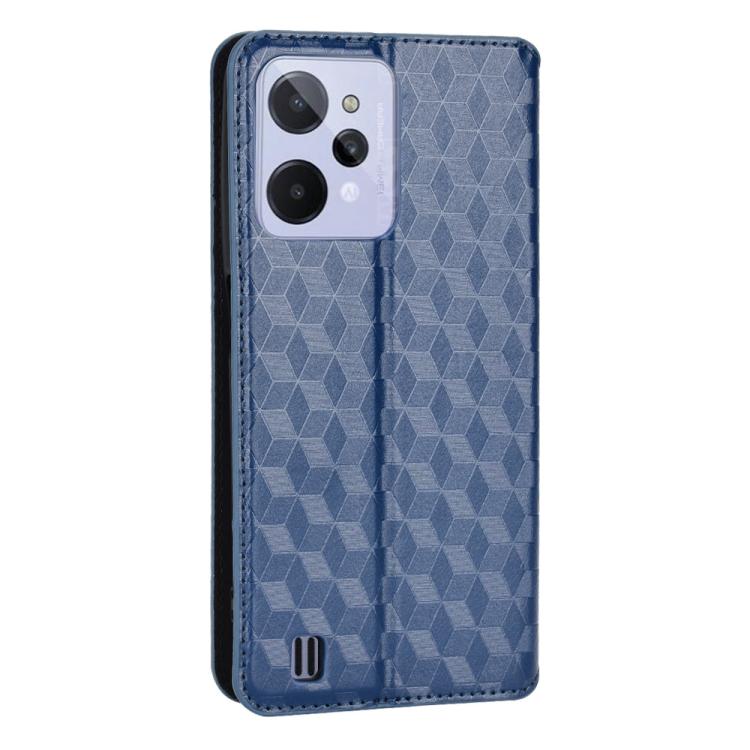 For Realme C31 Cubic Grid Texture Flip Leather Phone Case