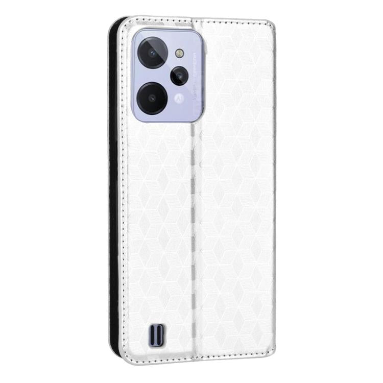 For Realme C31 Cubic Grid Texture Flip Leather Phone Case