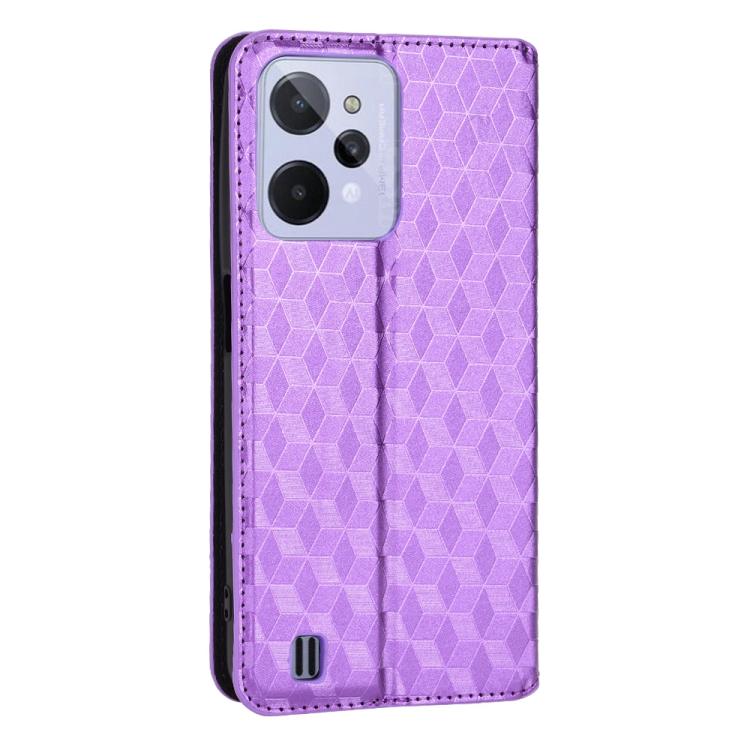 For Realme C31 Cubic Grid Texture Flip Leather Phone Case