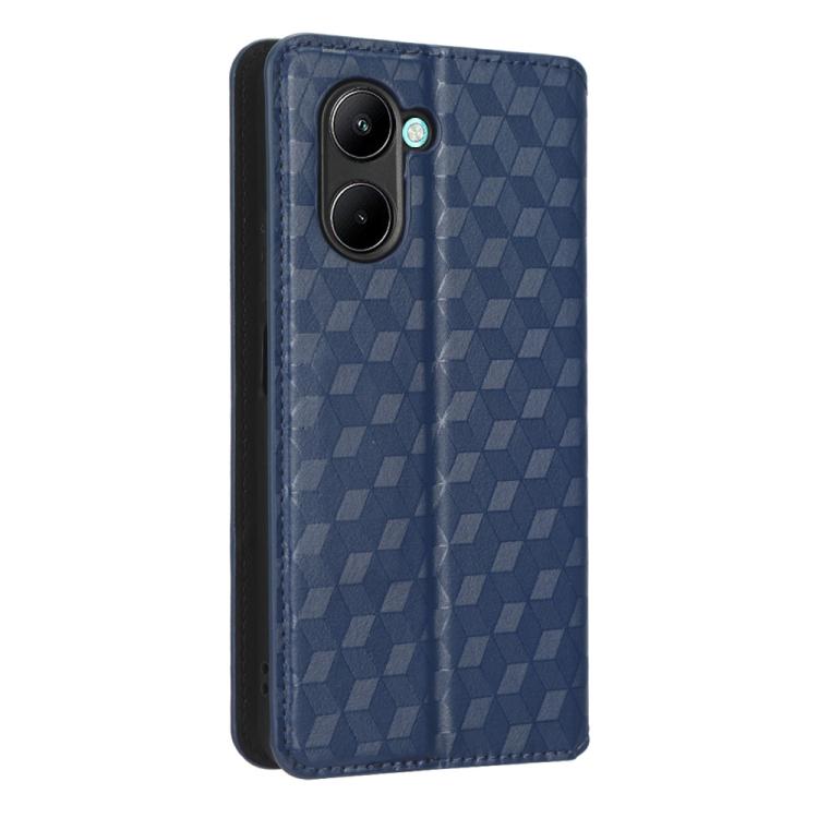 For Realme C33 Cubic Grid Texture Flip Leather Phone Case