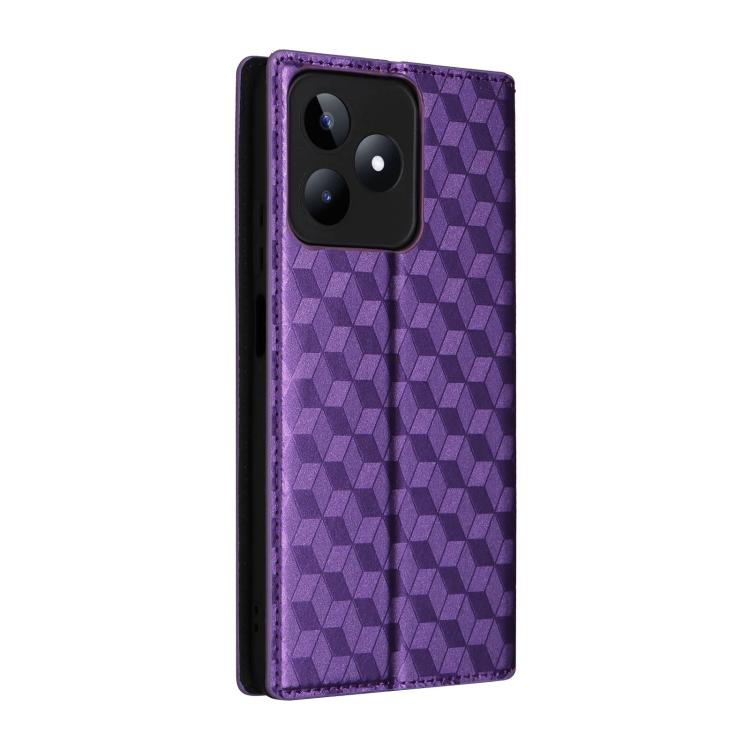 For Realme C53 5G / Narzo N53 4G Cubic Grid Texture Flip Leather Phone Case