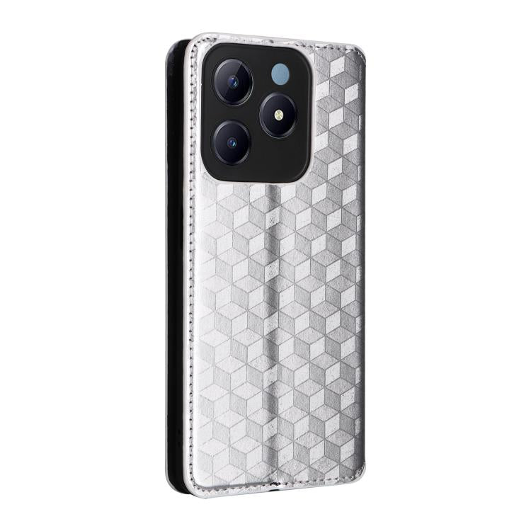 For Realme C63 4G / C61 4G / Narzo N63 4G Cubic Grid Texture Flip Leather Phone Case