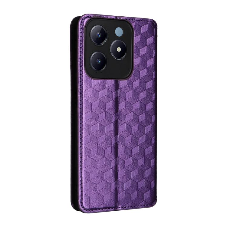 For Realme C63 4G / C61 4G / Narzo N63 4G Cubic Grid Texture Flip Leather Phone Case