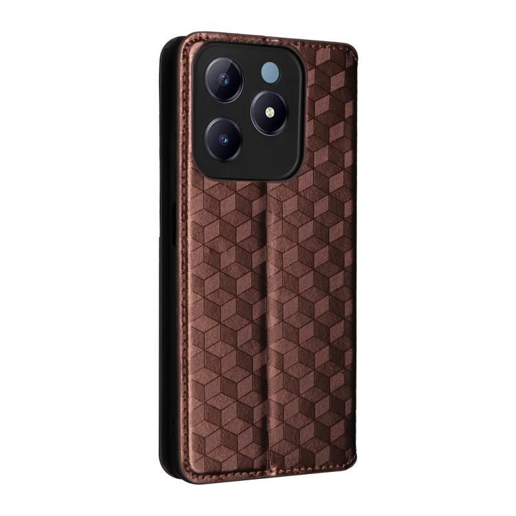 For Realme C63 4G / C61 4G / Narzo N63 4G Cubic Grid Texture Flip Leather Phone Case