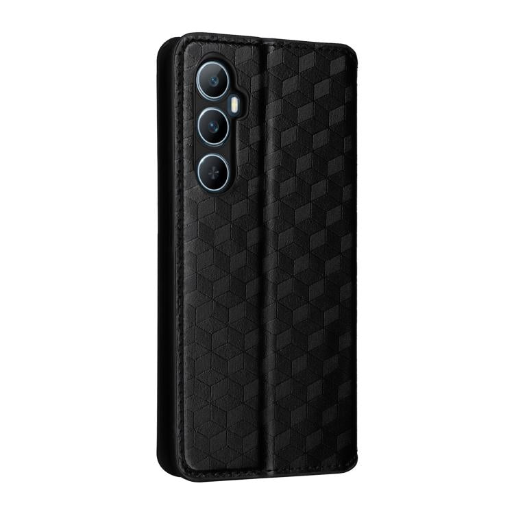 For Realme C65 4G Cubic Grid Texture Flip Leather Phone Case