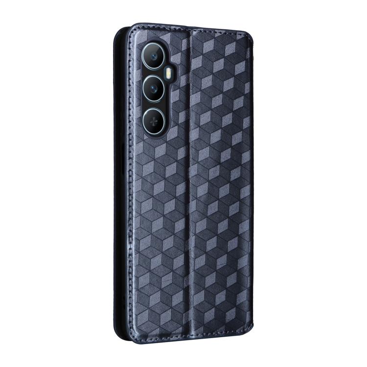 For Realme C65 4G Cubic Grid Texture Flip Leather Phone Case