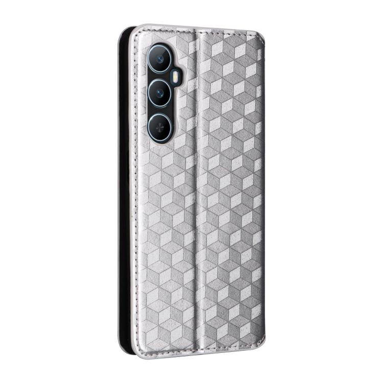 For Realme C65 4G Cubic Grid Texture Flip Leather Phone Case