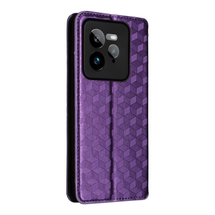 For Realme GT 7 Pro 5G Cubic Grid Texture Flip Leather Phone Case
