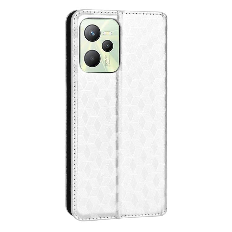 For Realme Narzo 50A Prime / C35 Cubic Grid Texture Flip Leather Phone Case