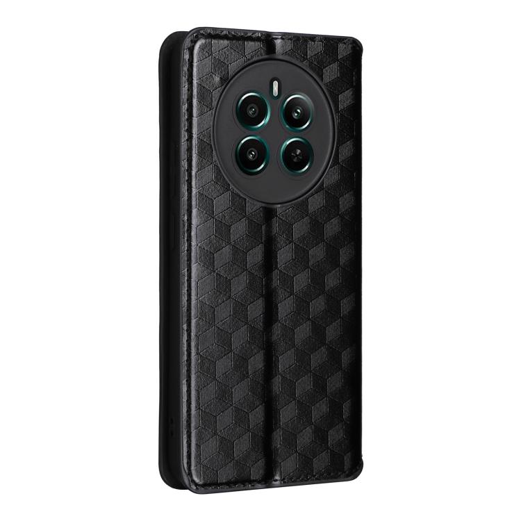 For Realme Narzo 70 Pro 5G / 12+ 5G Cubic Grid Texture Flip Leather Phone Case