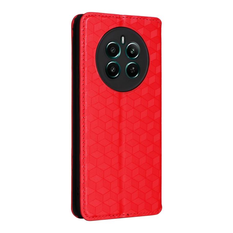 For Realme Narzo 70 Pro 5G / 12+ 5G Cubic Grid Texture Flip Leather Phone Case